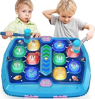 Hammer Mole Game for 3 4 5 6 Year Old Boys, Pounding Toys for Age 3-8, 3 Modes & Light Interactive Toddlers Toy with 2 Hammer, Baby Toy Gifts for Early Learning, Birthday Gift for Toddler Boy Girl