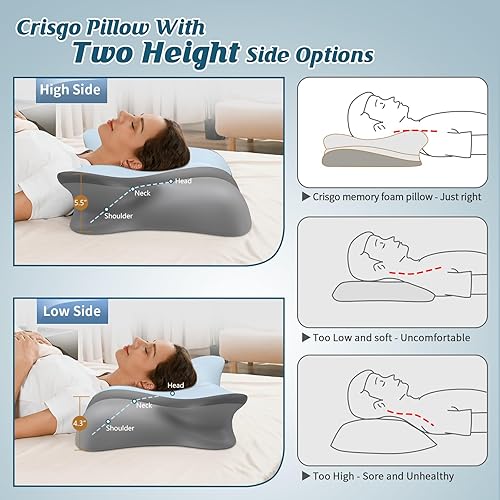 Miniatura 6 de Almohada cervical para el cuello, almohada refrescante para aliviar el dolor de cuello, almohada ergonómica para dormir de lado, almohadas de espuma