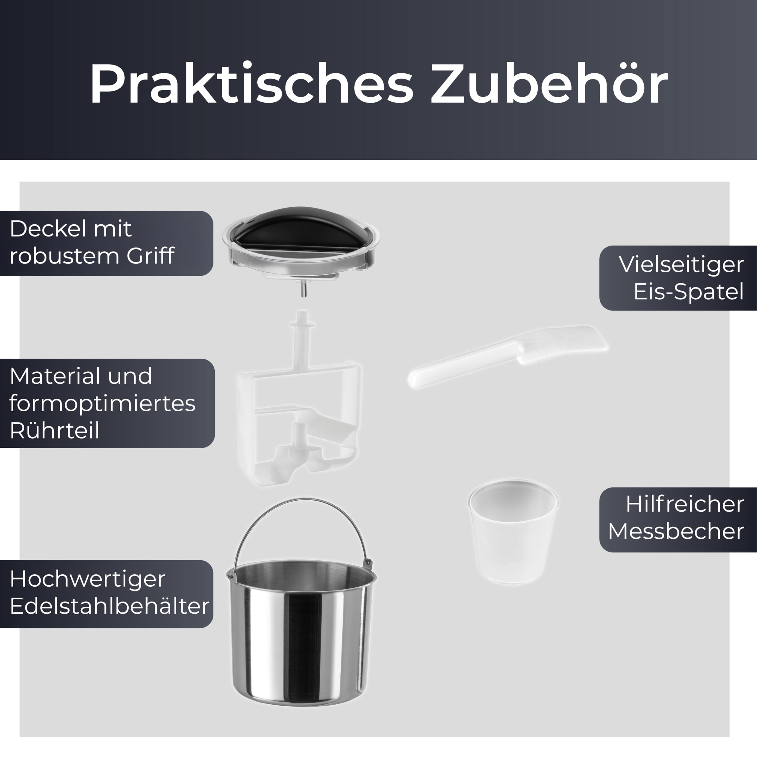 KLAMER Eismaschine 1,5L, 120 W Eiscrememaschine aus Edelstahl mit Kühlfunktion, hausgemachtes Speiseeis mit selbstkühlendem Kompressor, mit digitalem Rezeptbuch