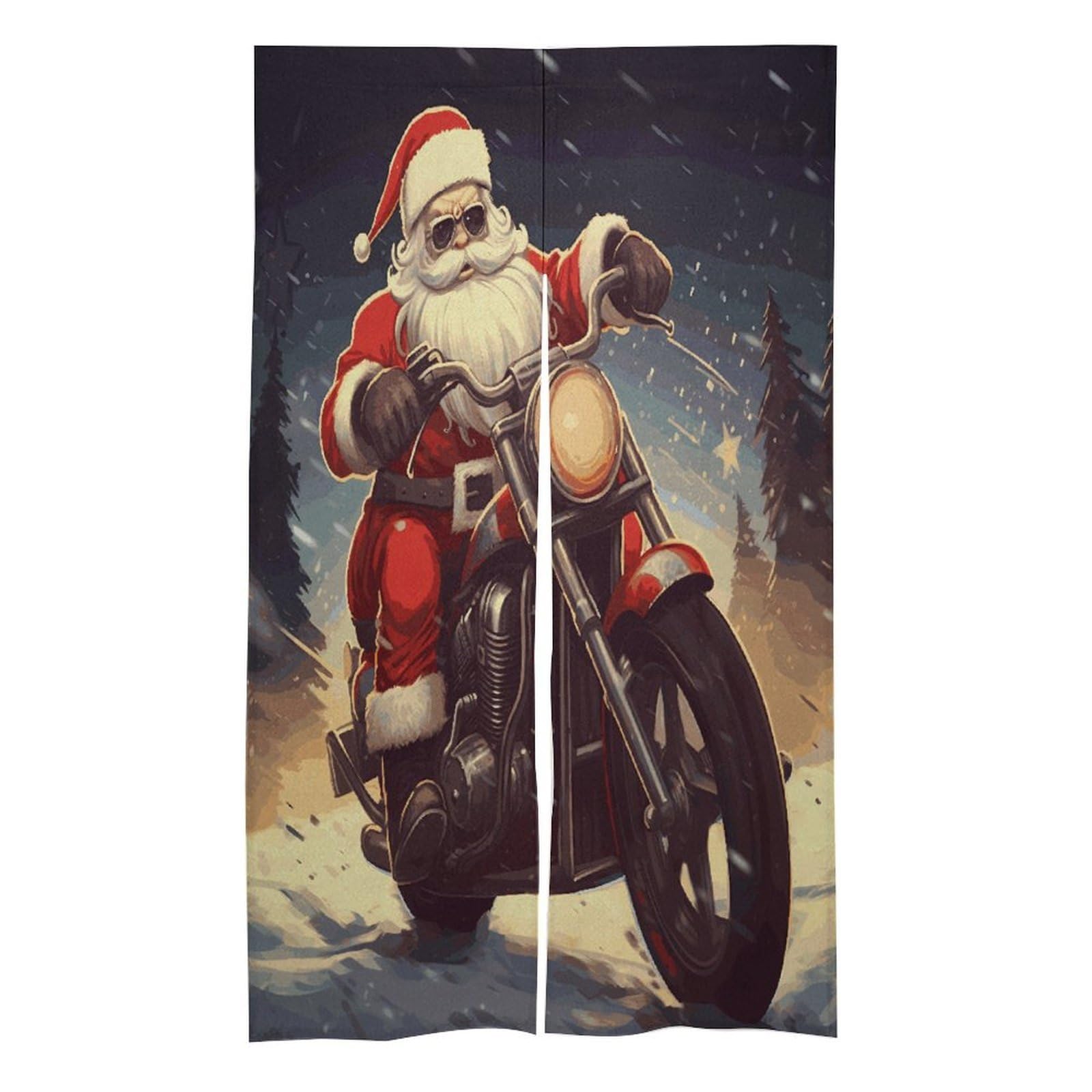 VstaDank Santa Claus Biker Riding Noren Doorway Curtain Printed Window Treatment Door Tapestry Chinese Traditional Doorway Curtain Long Type Door Tapestry for Home Decoration