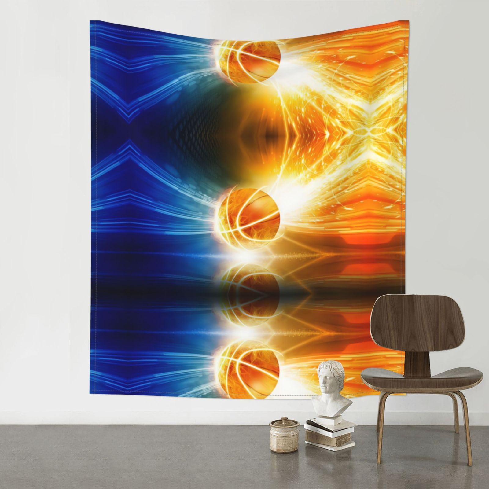 YYHWHJDE Ball Basketball Prints 60x51in Wall Tapestry – High-Grade Polyester Throw for Dorm, Beach & Home Decor