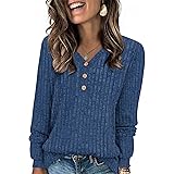 HOTGIFT Sweaters for Womens Winter Long Sleeve V Neck Shirts Casual Loose Fall Fashion Pullover Clothes