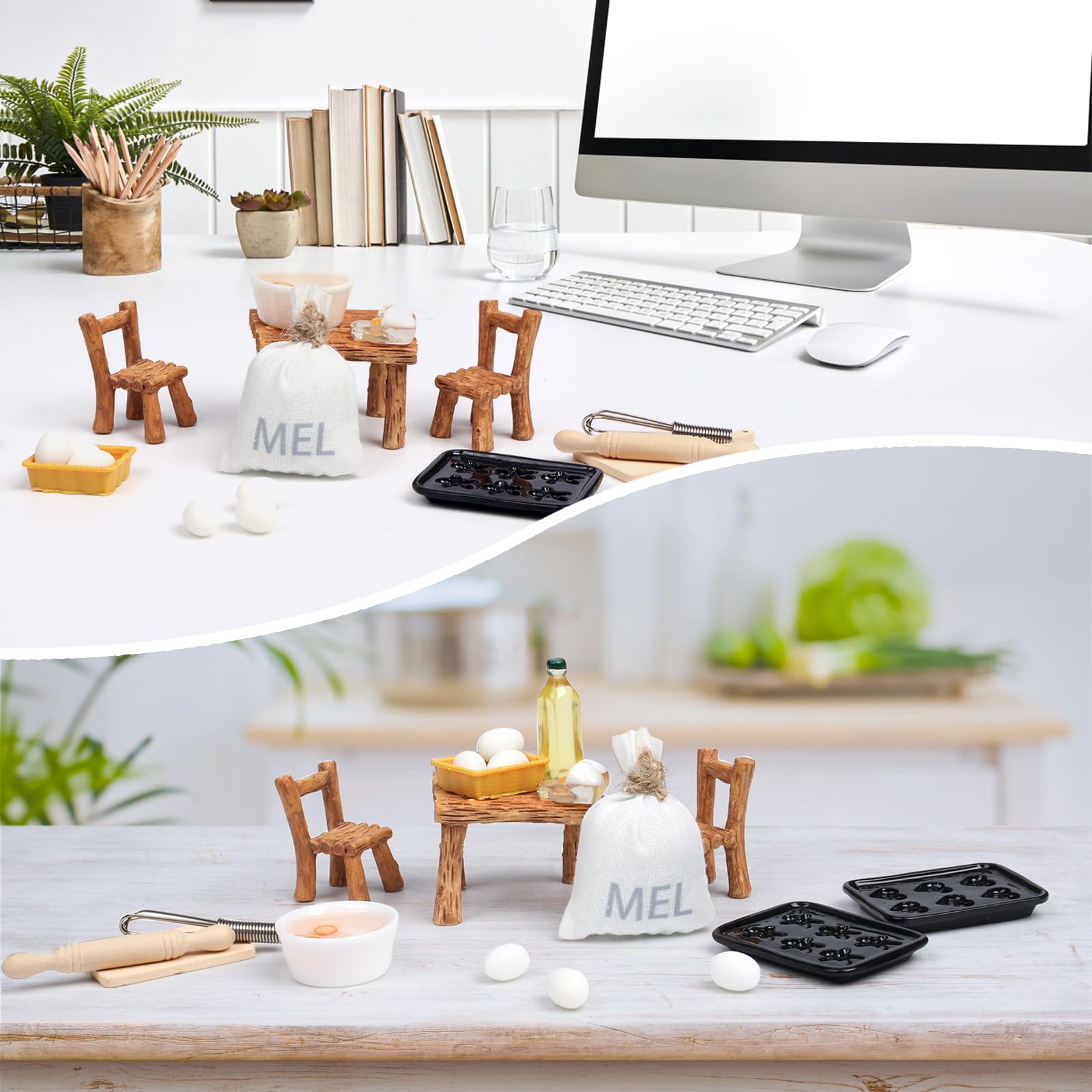 Miniatur Wichtel Zubehör Set (19 Teile) – Küchen-Deko Mit Tisch, Stühlen, Teetassen & Mehr Für Wichteltür Oder Puppenhaus