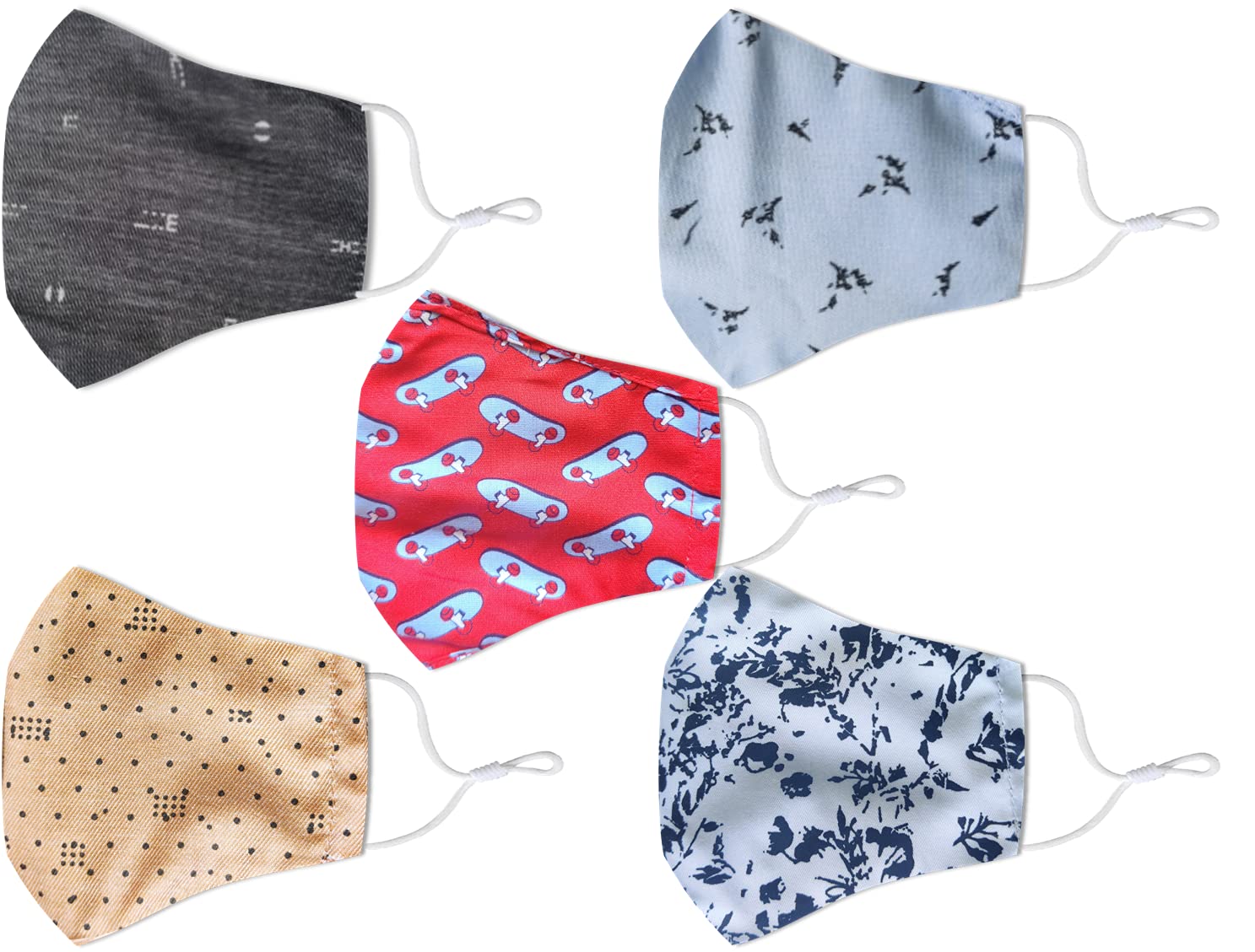 El Regalo (Pack of 5 PCs) Adjustable Cotton Inisex Face Masks for Kids. Suitable for age 3 to 8 Years Soft Cotton Adjustable elastic Face Masks Cotton Washable, Breathable & Reusable Face Masks with nose pin (B08C9KL8H1) Amazon Price History, Amazon Price Tracker