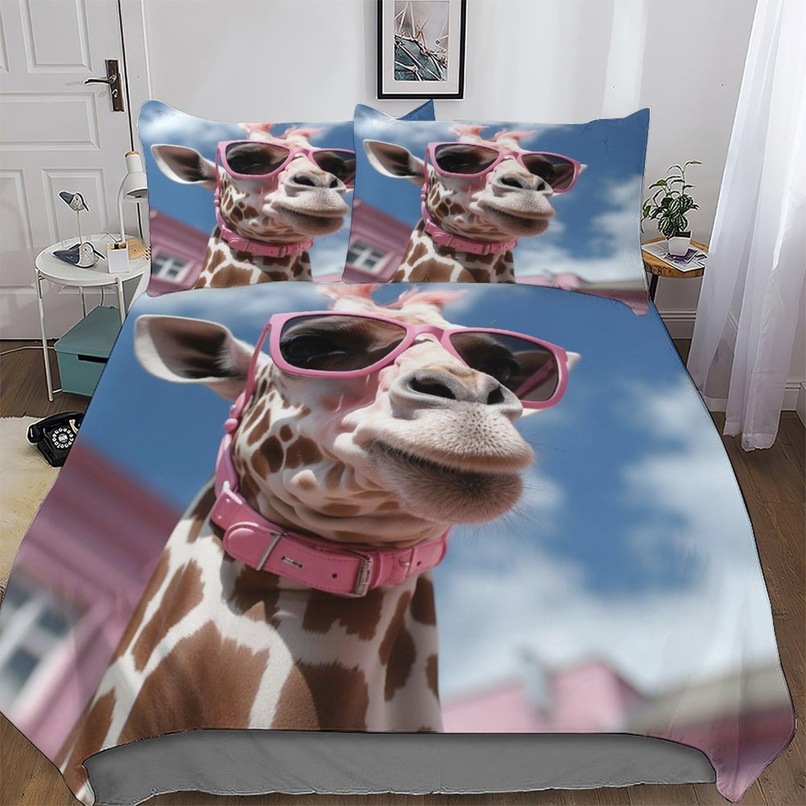 Housse de couette 3D motif girafe pour une ambiance savane au quotidien