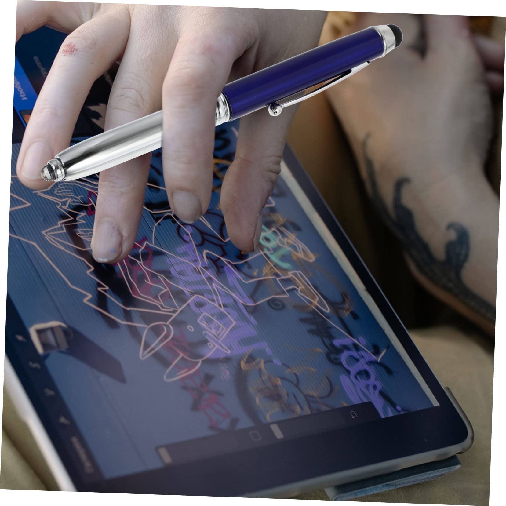 OSALADI 10pezzi Stylus Capacitivo Con Torcia Led Da Metallo Per Tablet e Smartphone Pennini Tattile Per Scrittura Disegno e Gioco Compatibile Con Dispositivi