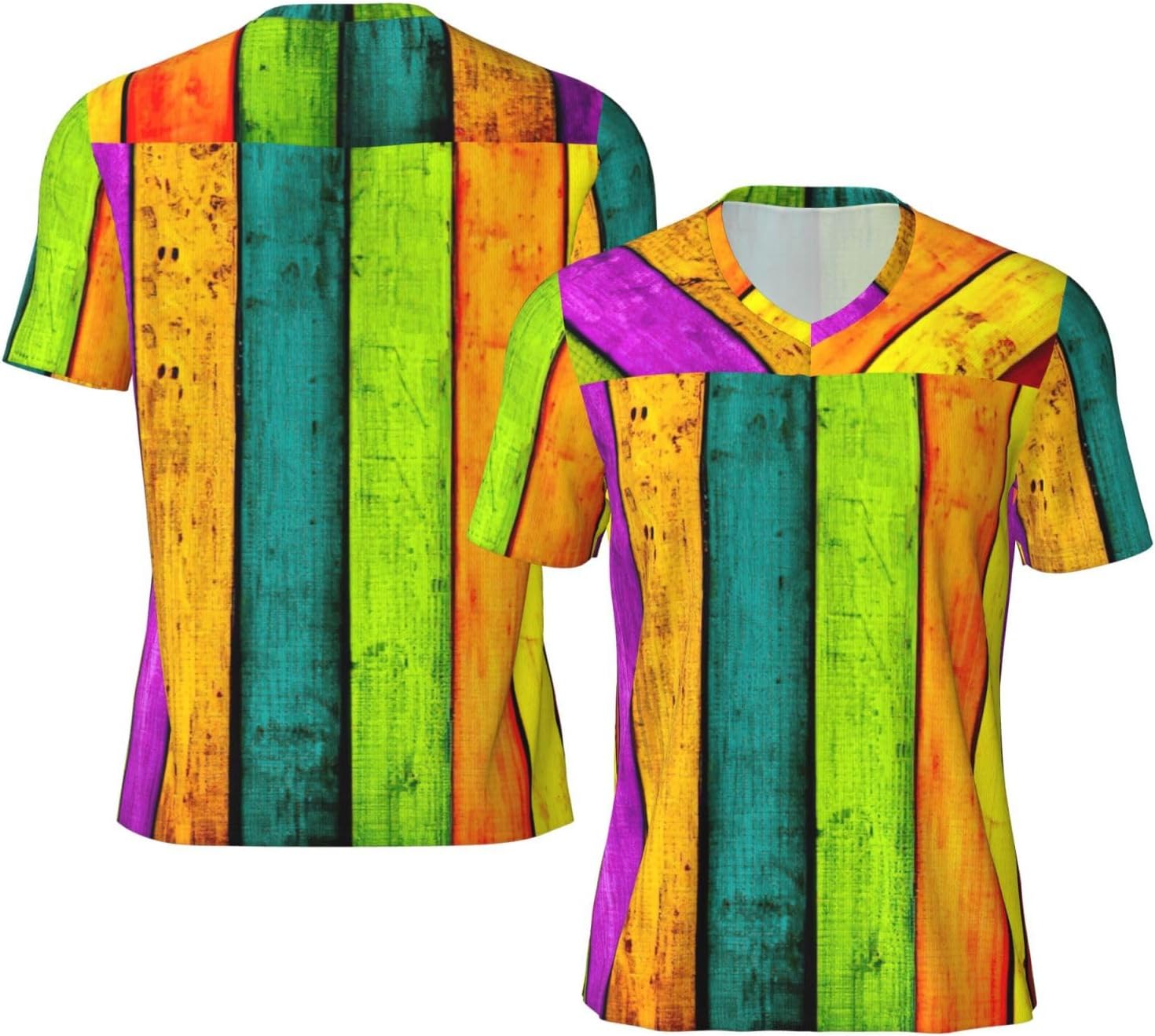Colored Wooden Board Print Big and Tall Football Shirts for Men, Inclusive Size Football Jersey Men for Games and Gifts