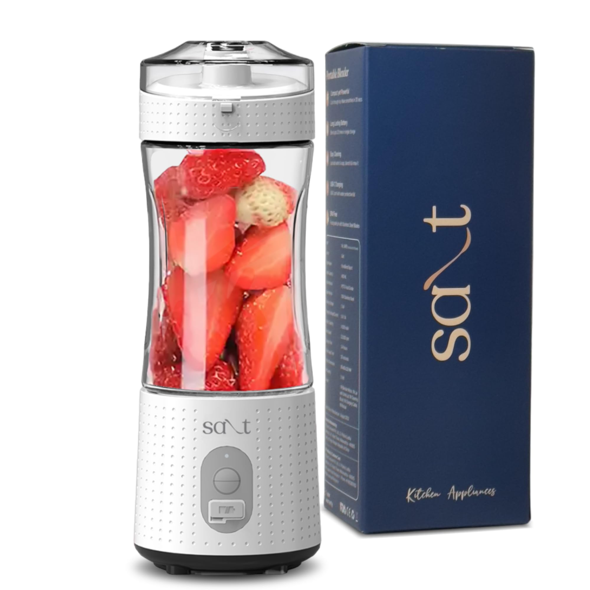 Salt PureBlend Sport Portable Blender for Smoothies, Protein Shakes, Crushing Ice | Sipper Lid | 4000 mAh Battery, USB-C Port | 230W Motor | 400 ML (White) (B0CNH787JM) Amazon Price History, Amazon Price Tracker