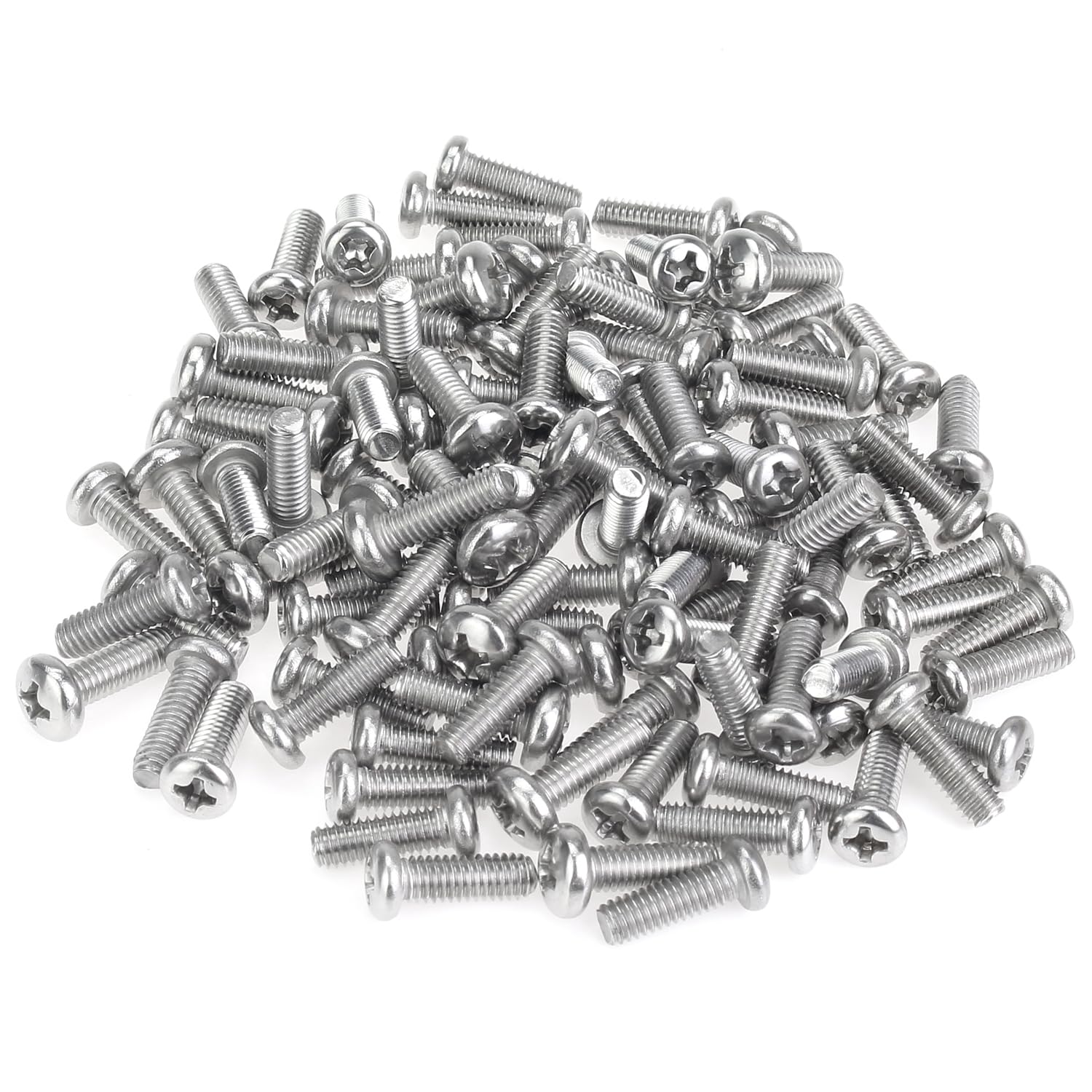 105 Pieces M4 x 12mm Machine Screws, Thread Pitch 0.7mm, Sutemribor M4 Phillips Pan Head Machine Screws, 304 Stainless Steel, Fully Threaded, Silver