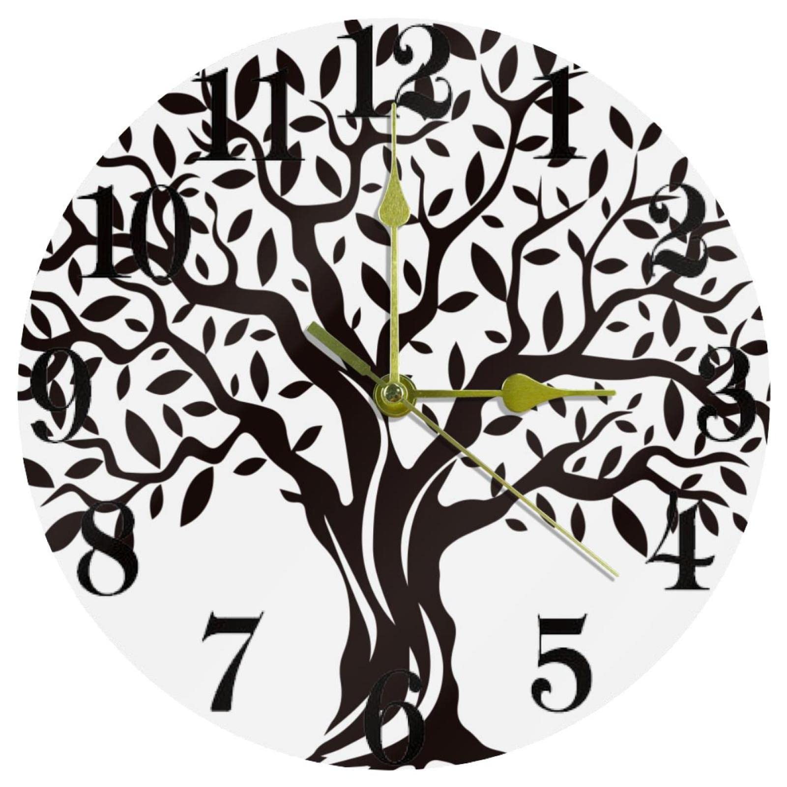 Horloge murale quartz 25 cm silencieuse ronde à piles pour salon et bureau
