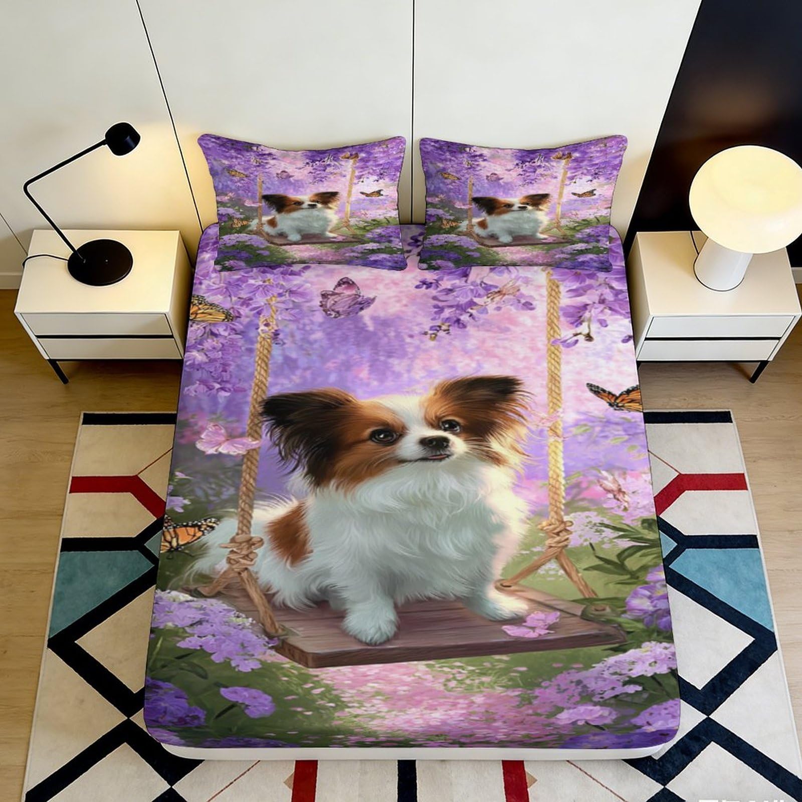 3D Printed Cartoon Bear Fitted Sheet Microfiber Deep Pocket Bedroom Bedding Bear Mattress Fitted Cover Non-Slip for Adults Teens 200x200x25cm