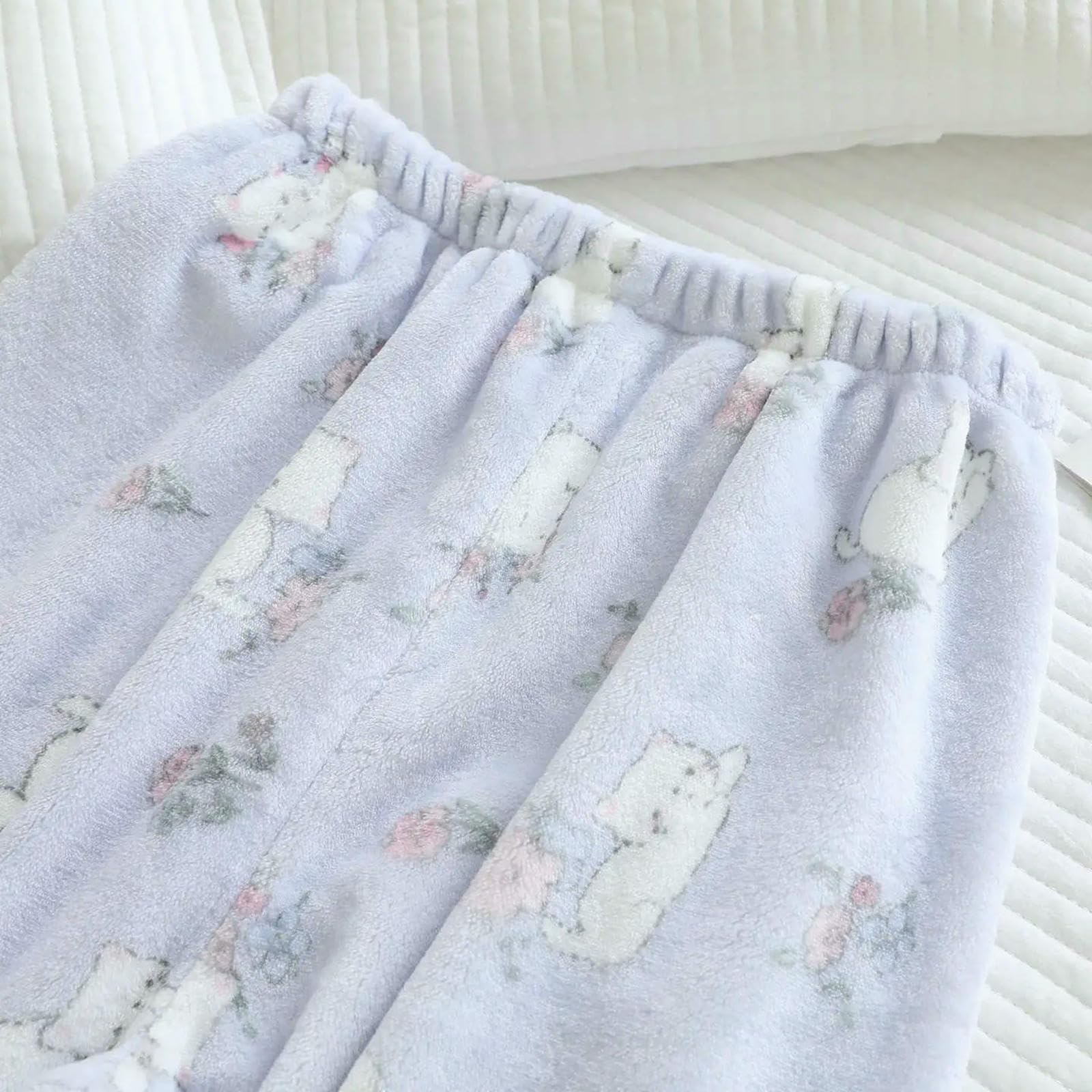 Pigiama Set di da Donna Invernale con Pile Ispessita E Flanella Calda Cartone Animato Abbigliamento Casa Comodo-03-1xl