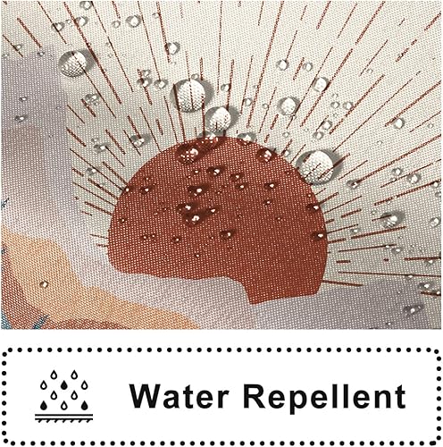 Miniatura 3 de Cortina de ducha pequeña, impermeable, abstracta, bosque, de mediados de siglo, bohemio, con diseño de amanecer, juego de cortina de ducha estrecha