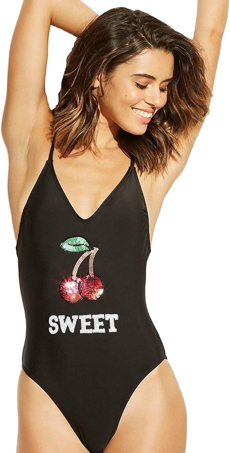 xhilaration black one piece swimsuit