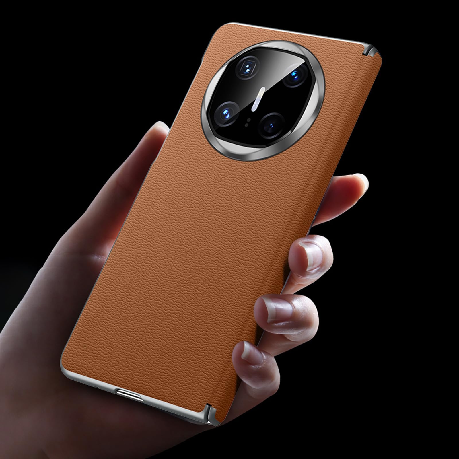 Magnetyczne etui do Huawei Mate X6, luksusowe etui z klapką z prawdziwej skóry, zawias, ochrona przed wstrząsami, bezprzewodowe ładowanie, powłoka biznesowa, brązowa, Mate X6