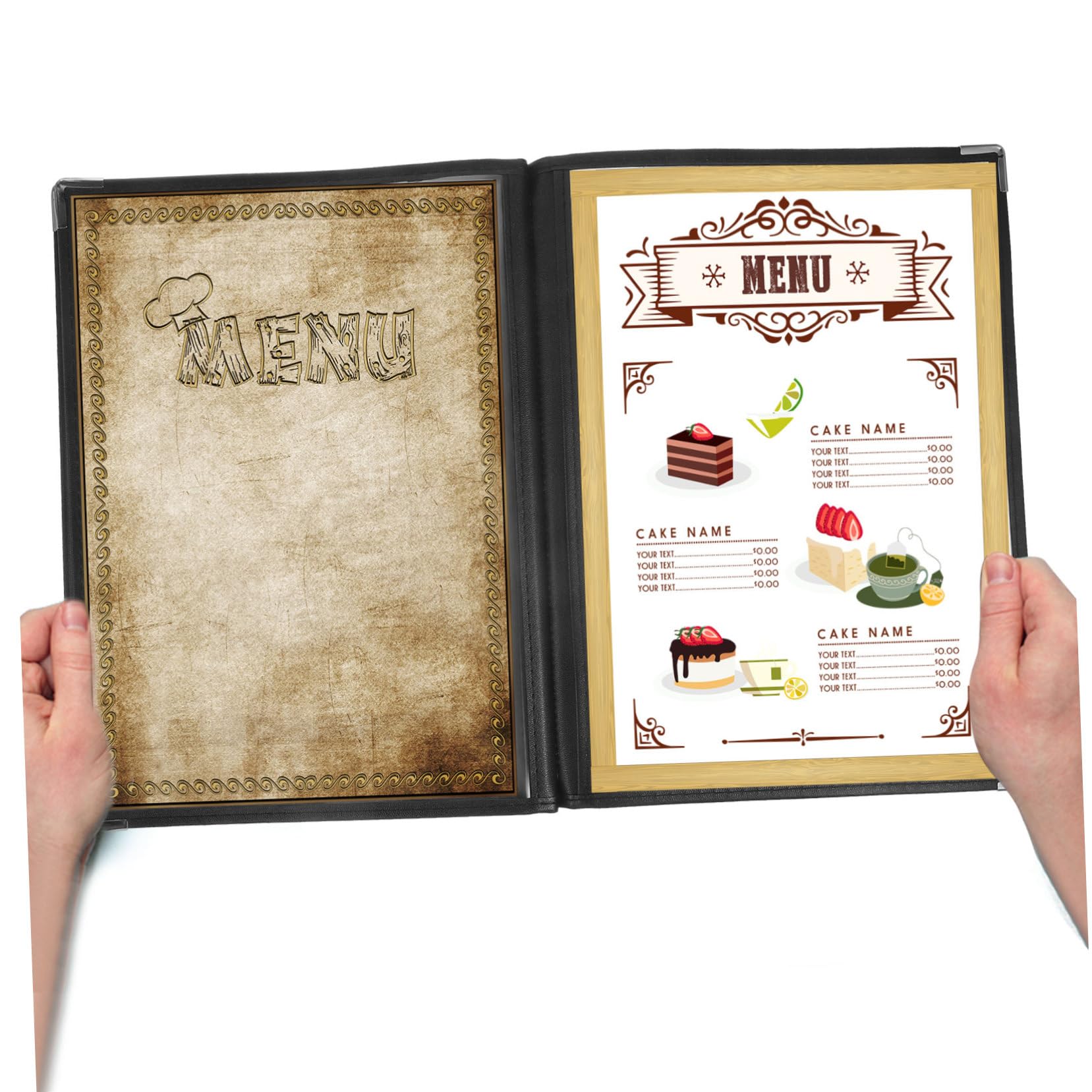 Porta Menù Trasparente in PVC, 6 Pagine 12 Visualizzazioni, Multifunzione per Bevande, per Hotel e Locale