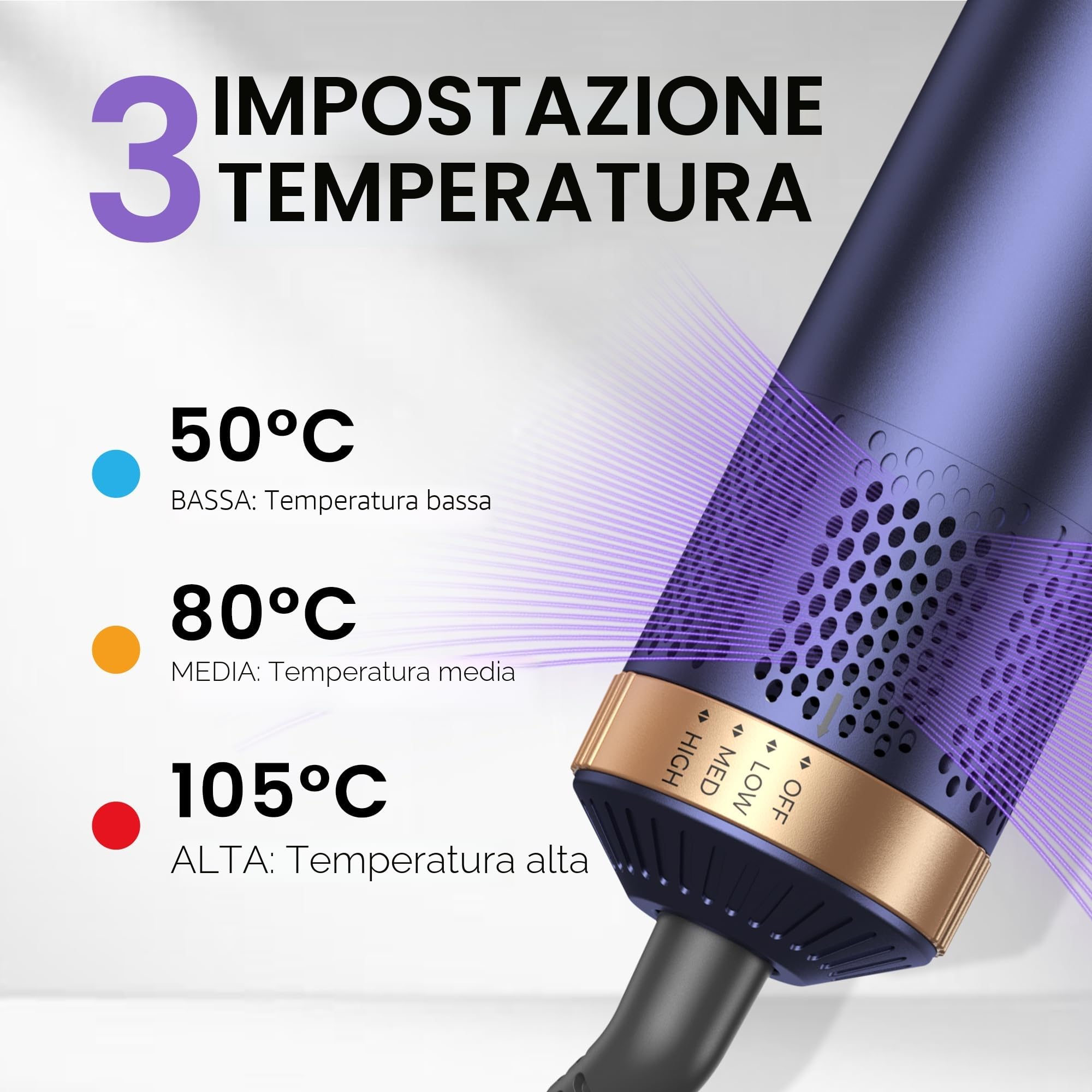 Asciugacapelli 5 in 1,Hair Styler Capelli ad Aria,1000w Phon Capelli,Spazzola Asciugacapelli Per Dare Volume Ai Capelli, Lisciare, Arricciare, Ioni Air Curler Brush,Strumenti per Capelli