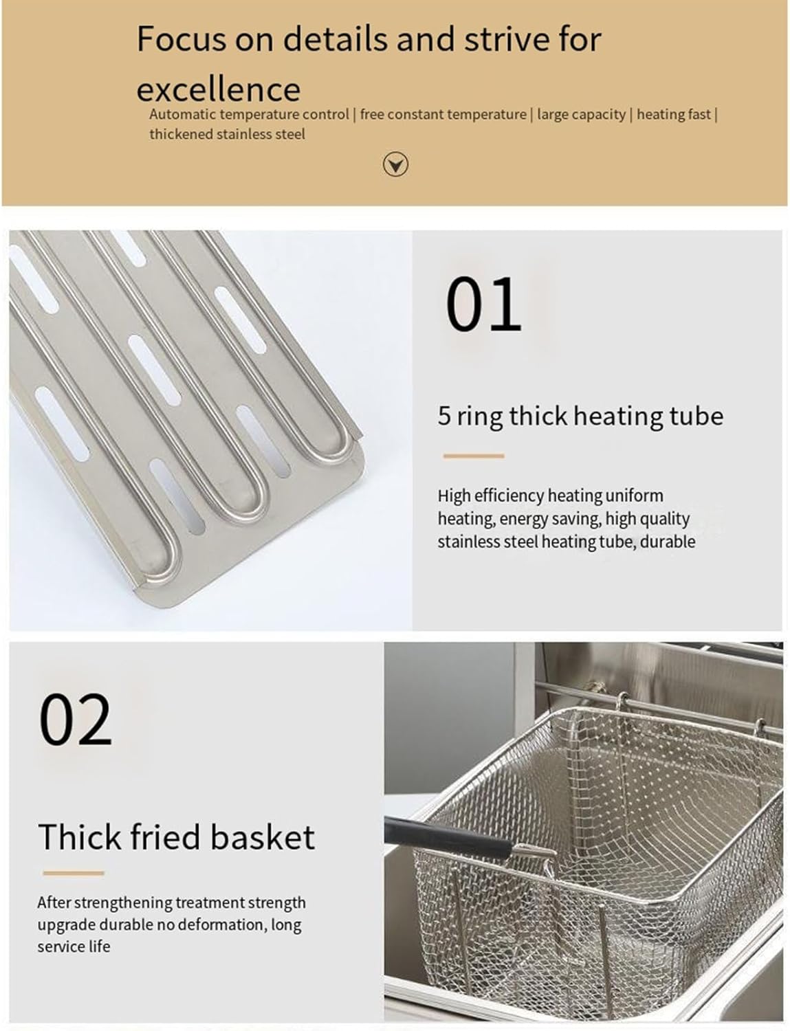Commercial Fryer Stainless Steel Electric Fryer Double Tank 6L*2 Oil Volume 2500Wx2 Can Be Timed 220V,Black
