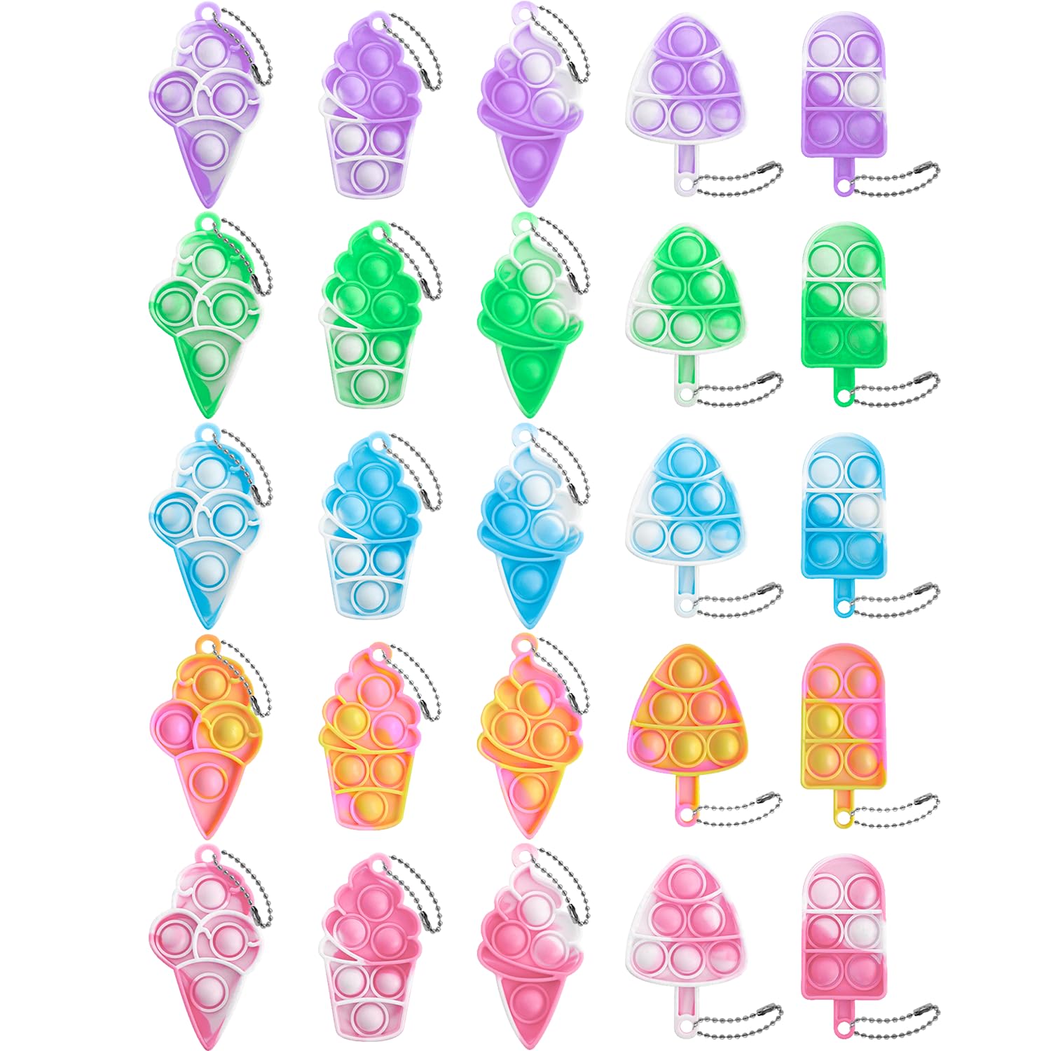 Photo 1 of [See Live photos] 7Pcs Mini Ice Cream Pop Keychain Fidget Toys, Ice Cream Party Favors Supplies, Silicone Mini Pop Toys Birthday for Kids Anxiety Stress Reliever for Adults