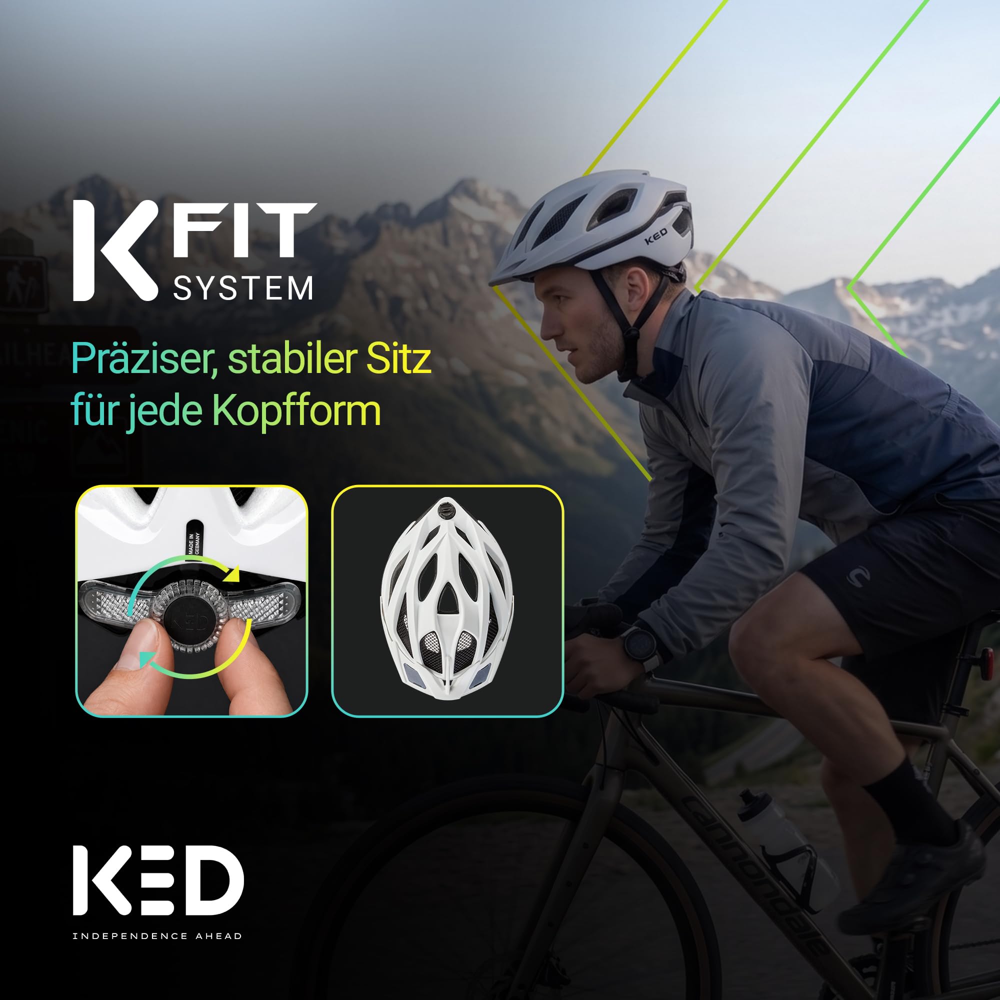 KED Spiri II Trend Allround Fahrradhelm Mit LED Licht Und Reflektor, Optimierter Belüftung, Insektenschutznetz Und K-FIT System