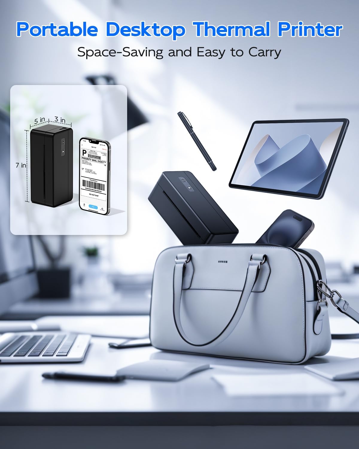 Asprink Shipping Label Printer, Bluetooth Thermal Label Printer for Small Business & Shipping Packages, 4X6 Wireless Thermal Printer Compatible with Android, IOS, Windows, Mac, Ebay, USPS, FedEx, Etsy