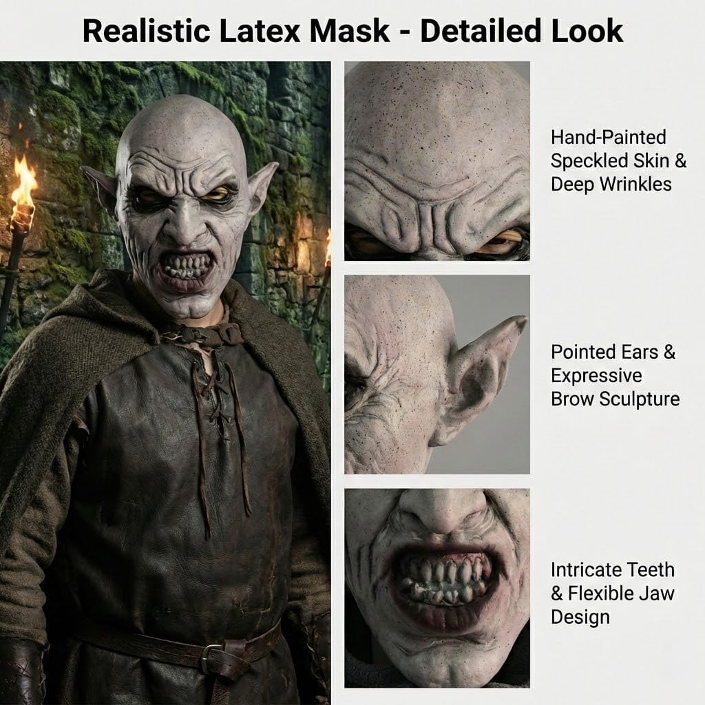 Realistic Latex Full Face Vampire Masks Scary Halloween Mask for Adult Zombie Costume Accessory Creepy Horror Party Helmet Props - Image 4