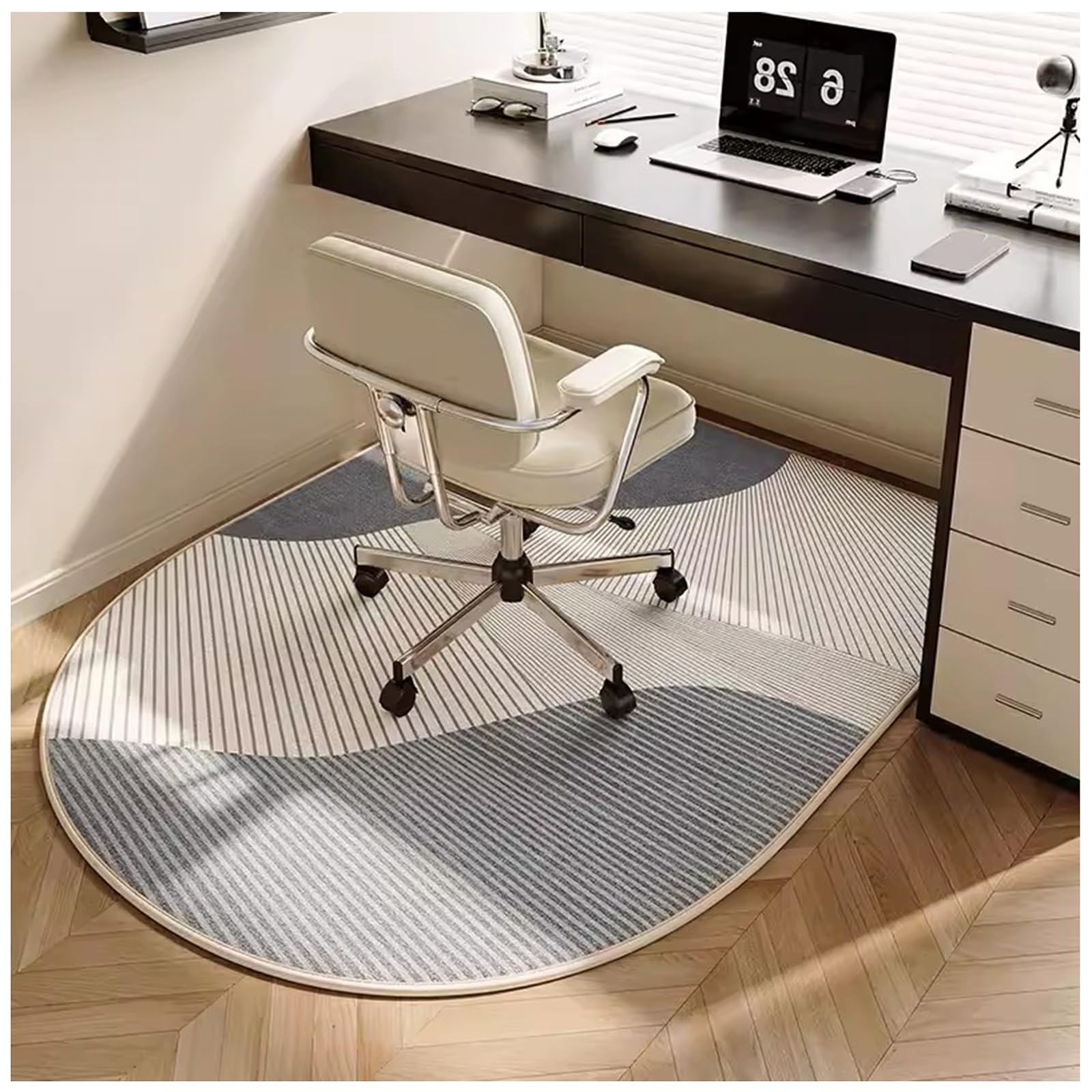 Alfombrilla antideslizante para silla de oficina de caucho termoplástico gris para suelos de madera y azulejos, insonorizada y fácil de limpiar, 120 x 100 cm