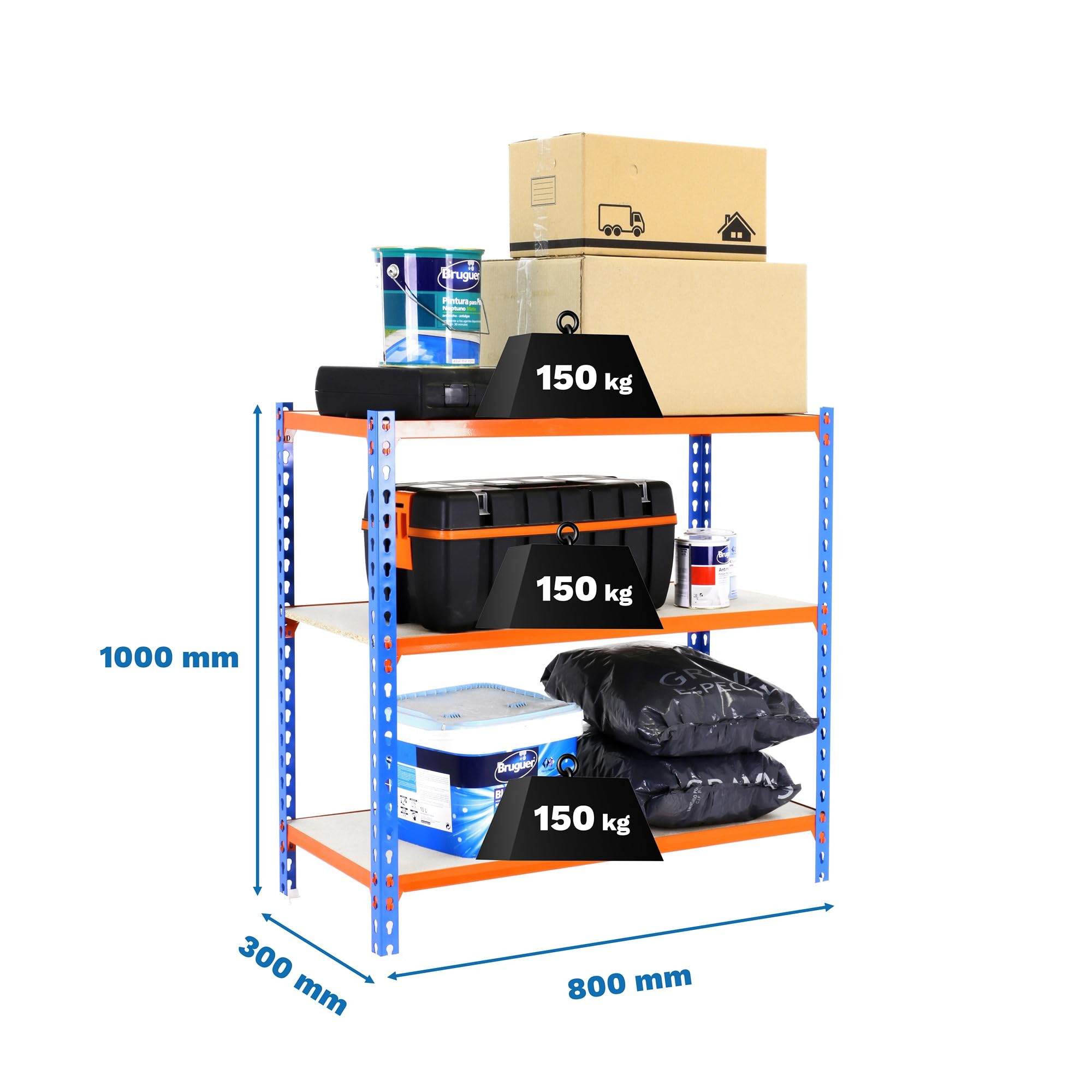 Simon Rack Holzclick Metallregal, 1000 x 800 x 300 mm