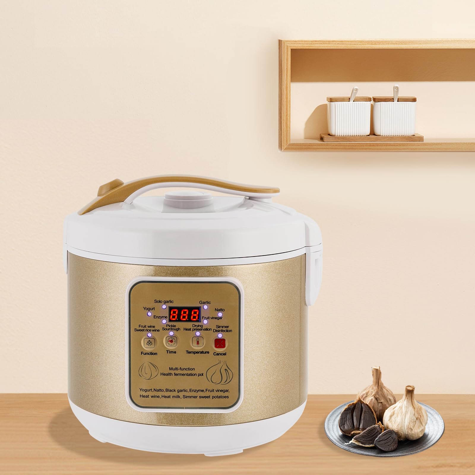 6L Schwarzer Knoblauch Fermenter Fermentationsmaschine Fermentationsbox | automatische mit Zeit- und Temperaturregelung Knoblauchgestell für Joghurt Natto Kimchi Gurke süßer Reiswein