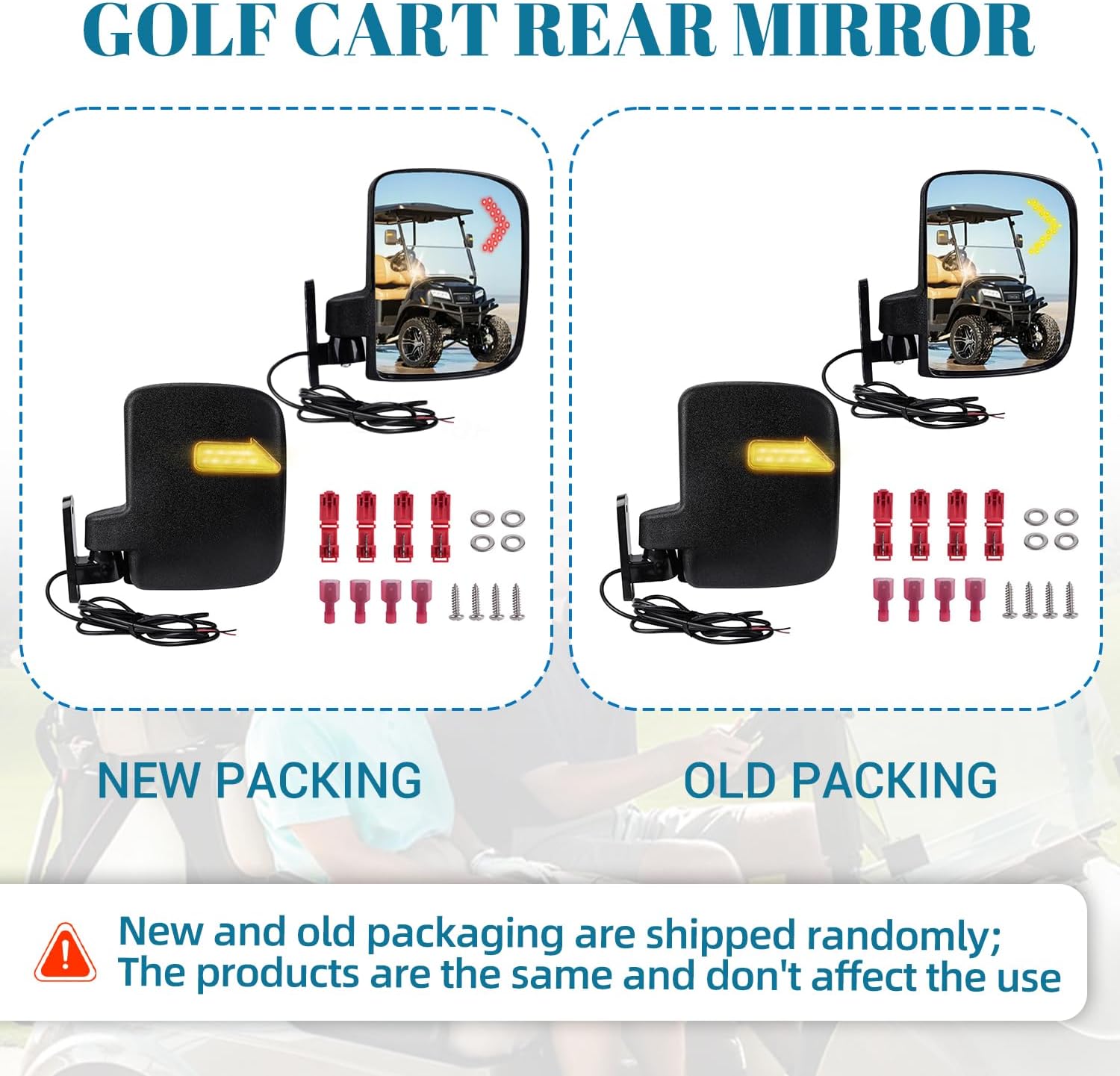 Universal Golf Cart Side Rear View Mirror, Golf Cart Rear Mirror with Turn Signal Light Suitable for Club Car EZGO Yamaha Side Mirrors