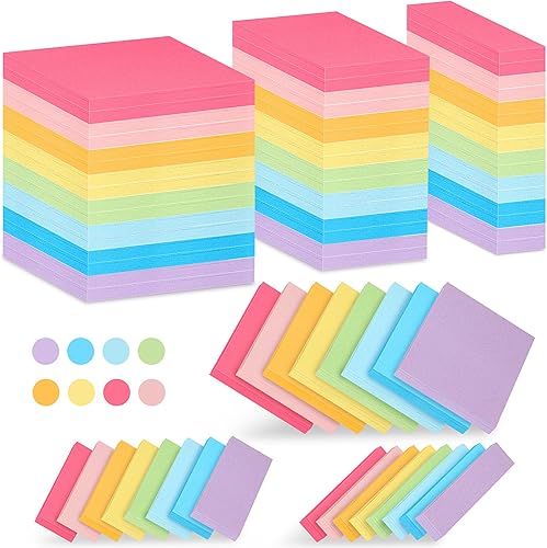 Chivertion 48 blocs de notas adhesivas de 3 x 3 pulgadas, 1.5 x 2 pulgadas, 0.5 x 1.8 pulgadas, almohadillas adhesivas de colores, almohadillas