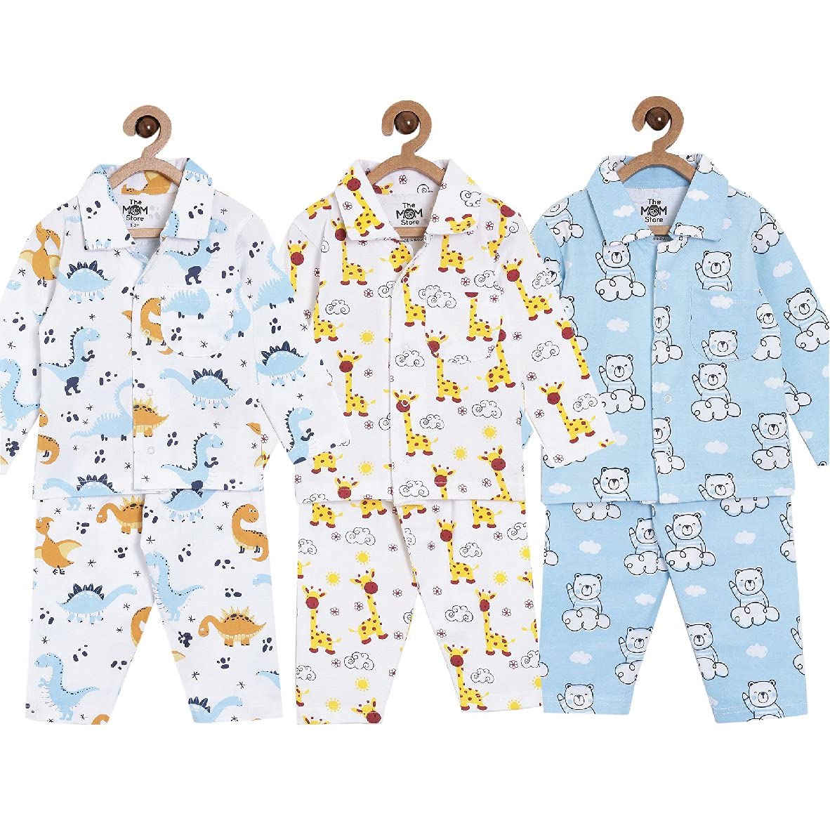 The Mom Store Kids Pajama Set Combo | Cotton | Nightwear | Night Suit | Sleepwear for Baby/Kids | Soft | Comfortable | Cool Print | for Boys and Girls