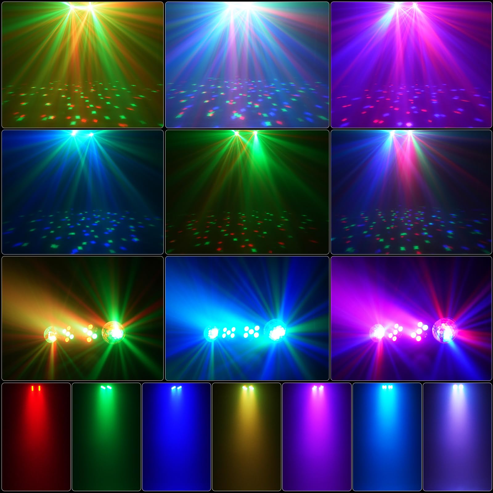 Luz De Discoteca 4 En 1 Con Soporte, Bolas De Discoteca, Luces Par y Mando a Distancia,Sistema De Iluminación De Escenario Con Sonido Activado, y Bolsa De Transporte,Para Bar, Mudanza, Boda, Halloween
