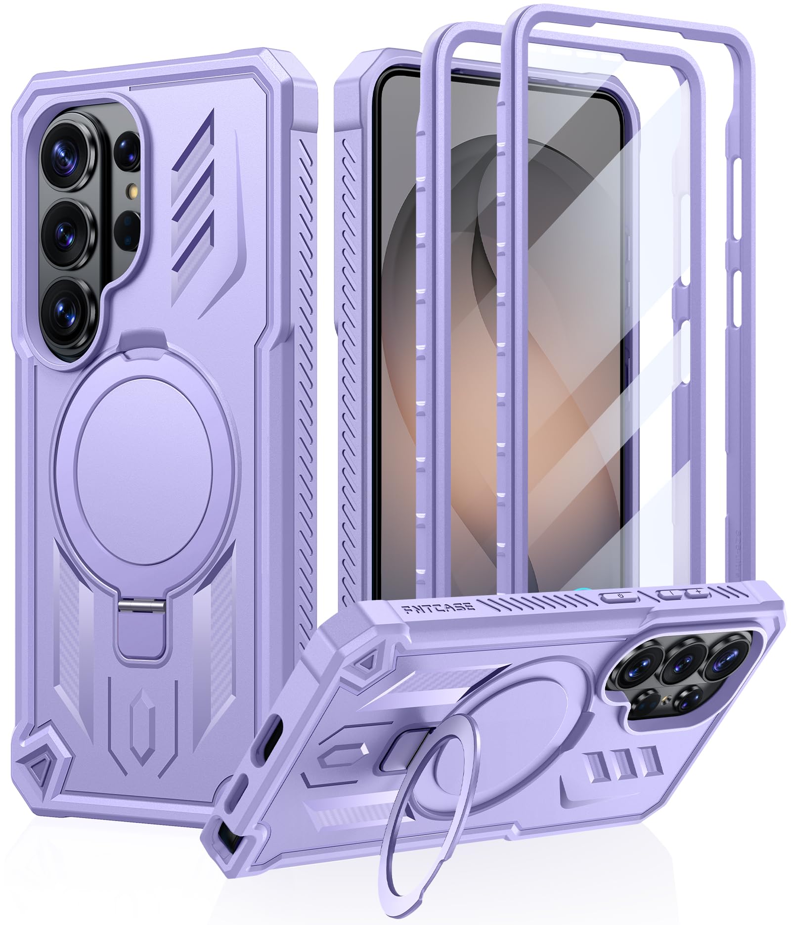 Photo 1 of FNTCASE for Samsung Galaxy S26-Ultra Case: Magnetic Phone Cases with [Ring Kickstand] [2 Front Frames] [Built-in Screen Protector] [Heavy Duty Military Grade Protection] Drop Proof TPU Cover Purple