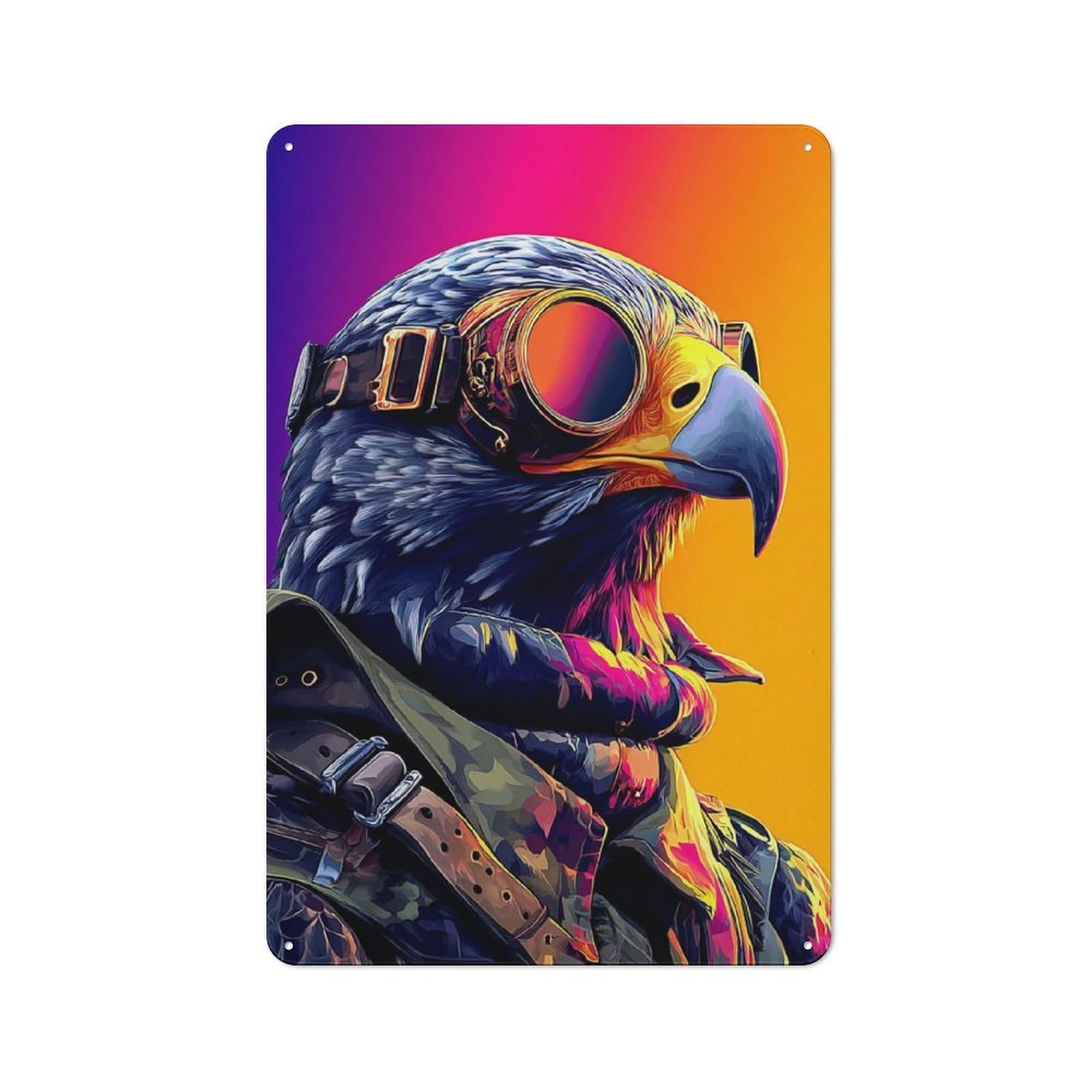 Junmoney Steampunk Eagle Portrait For Garden Room Or Summerhouse, Vintage Tin Sign 30X20cm, For Display In Garden Rooms And Summerhouses