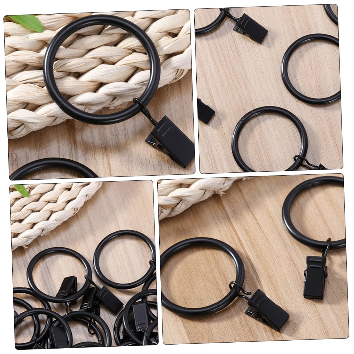 GOOHOCHY 40pcs Curtain Rings with Clips Curtain Pothook for Easy Installation and Disassembly for Drapes and Home Decoration Thickness Inner