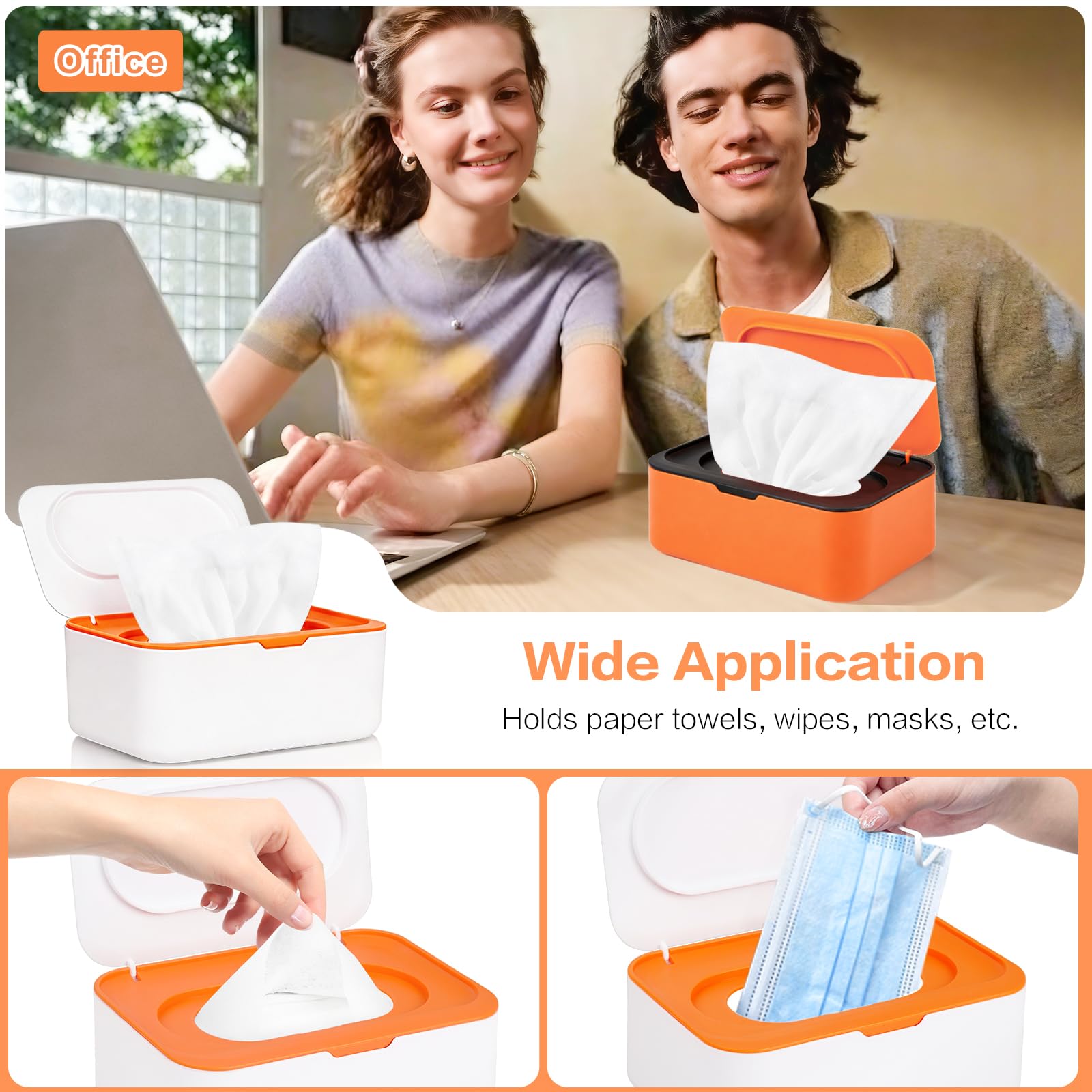 Lot de 8 distributeurs de lingettes pour bébé réutilisables et pochette portable pour lingettes humides, étui rechargeable avec couvercle pour salle de bain, chambre d'enfant, cuisine, bureau, voyage
