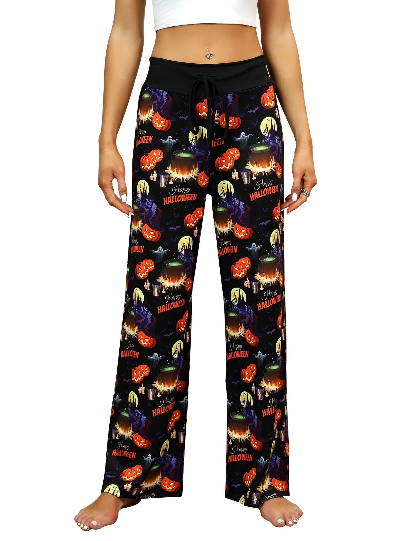 Womens Halloween Pajamas Pants Ladies Pumpkins Ghost Pajama Cute Soft Long Bottoms Women Pjs Pj Jammies Gift