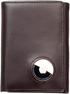 Men's Leather Trifold Wallet with Airtag Holder and RFID Blocking, Coffee, Rfid Leather Trifold Wallet for Men