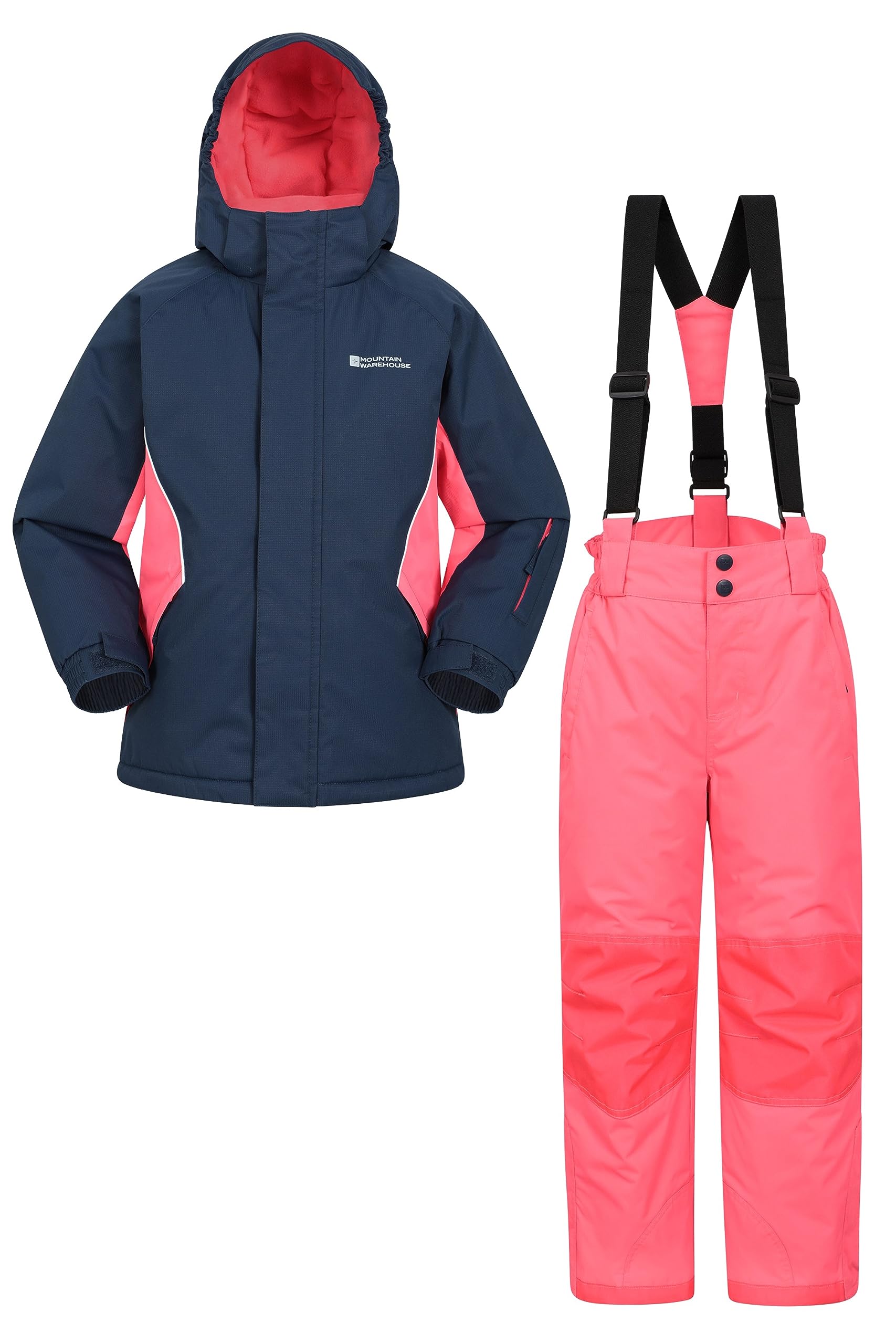 Mountain WarehouseKids Ski Jacket & Trousers Set - Snowproof Ski Outfit, Front Pockets, Fleece Lined Skiwear, Integrated Snowskirt - Best for Winter Snowboarding