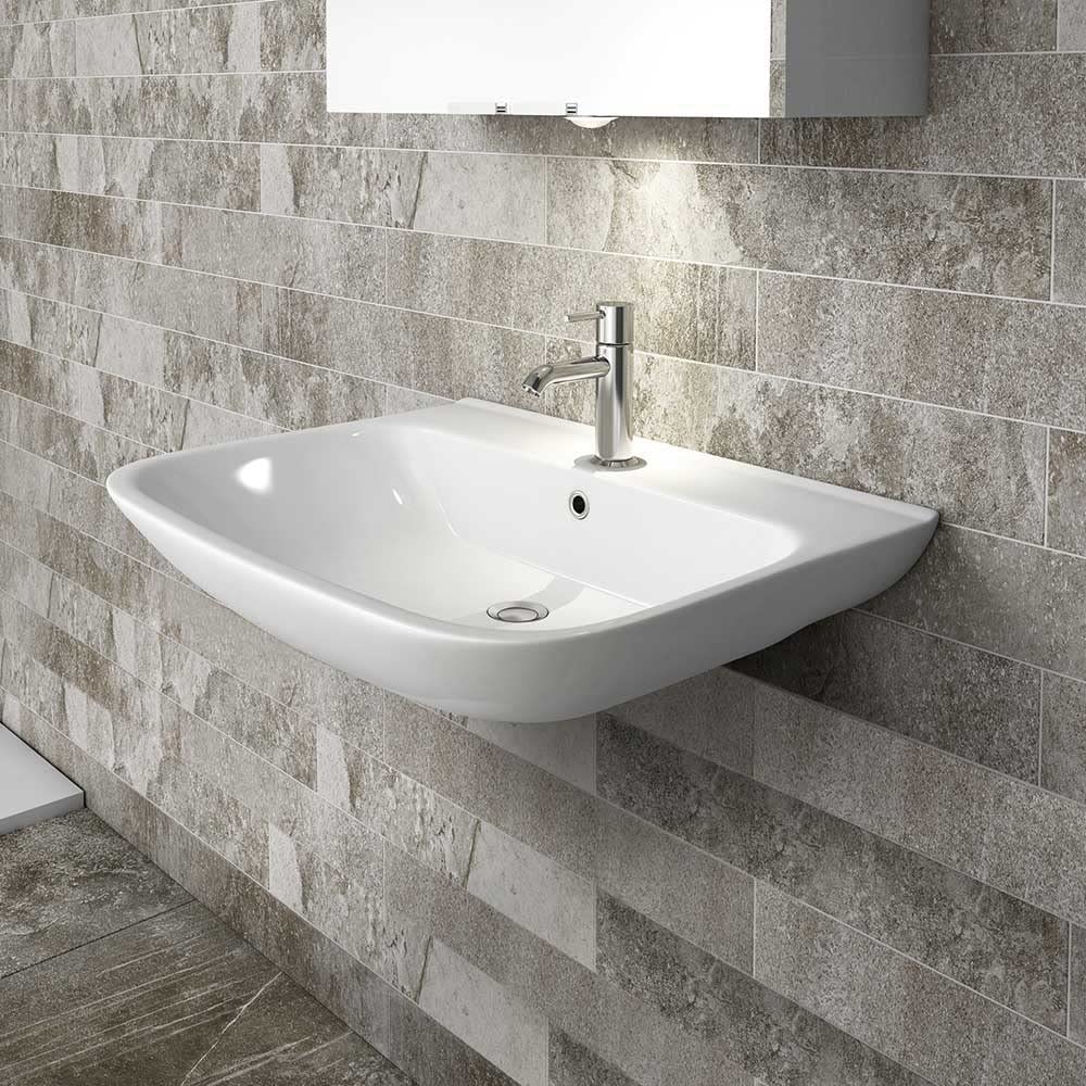 Lavabo Bagno Sospeso 65 Cm In Ceramica Bianco Lucido Rak Origin