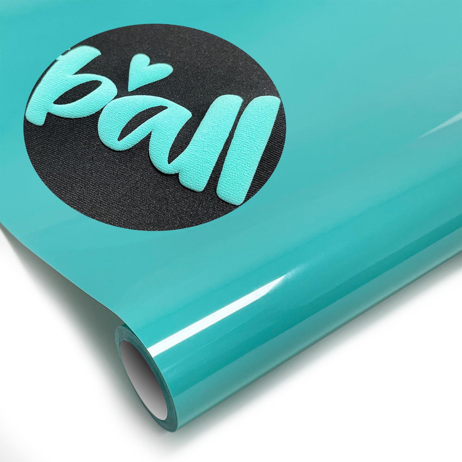 Turquoise Puff Vinyl Heat Transfer - 12" x 5ft 3D Puff HTV Vinyl, Puffy Iron-On for Fabrics, Perfect for T-Shirts, Bags, Pillows, Compatible with Cricut &amp; Cameo