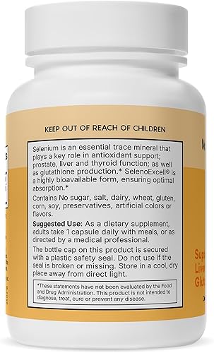 Miniatura 9 de Natural Wellness 200 mcg Natural, orgánico, SelenoExcell Suplemento de selenio para apoyo antioxidante - 60 cápsulas suministro para 60 días