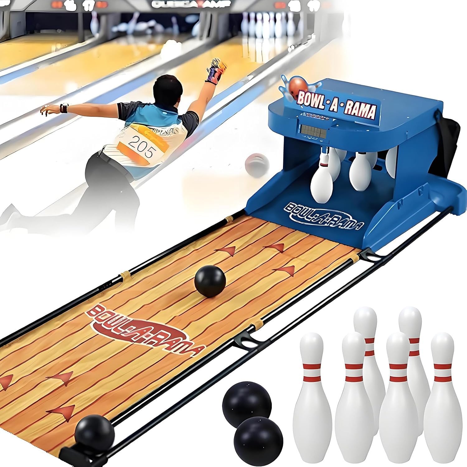 Set di Palle da Bowling Indoor, Piste da Bowling Domestiche con Tabellone Segnapunti A LED E Reset Automatico, Set da Bowling Elettronico per Riunioni A Casa 2m/6ft