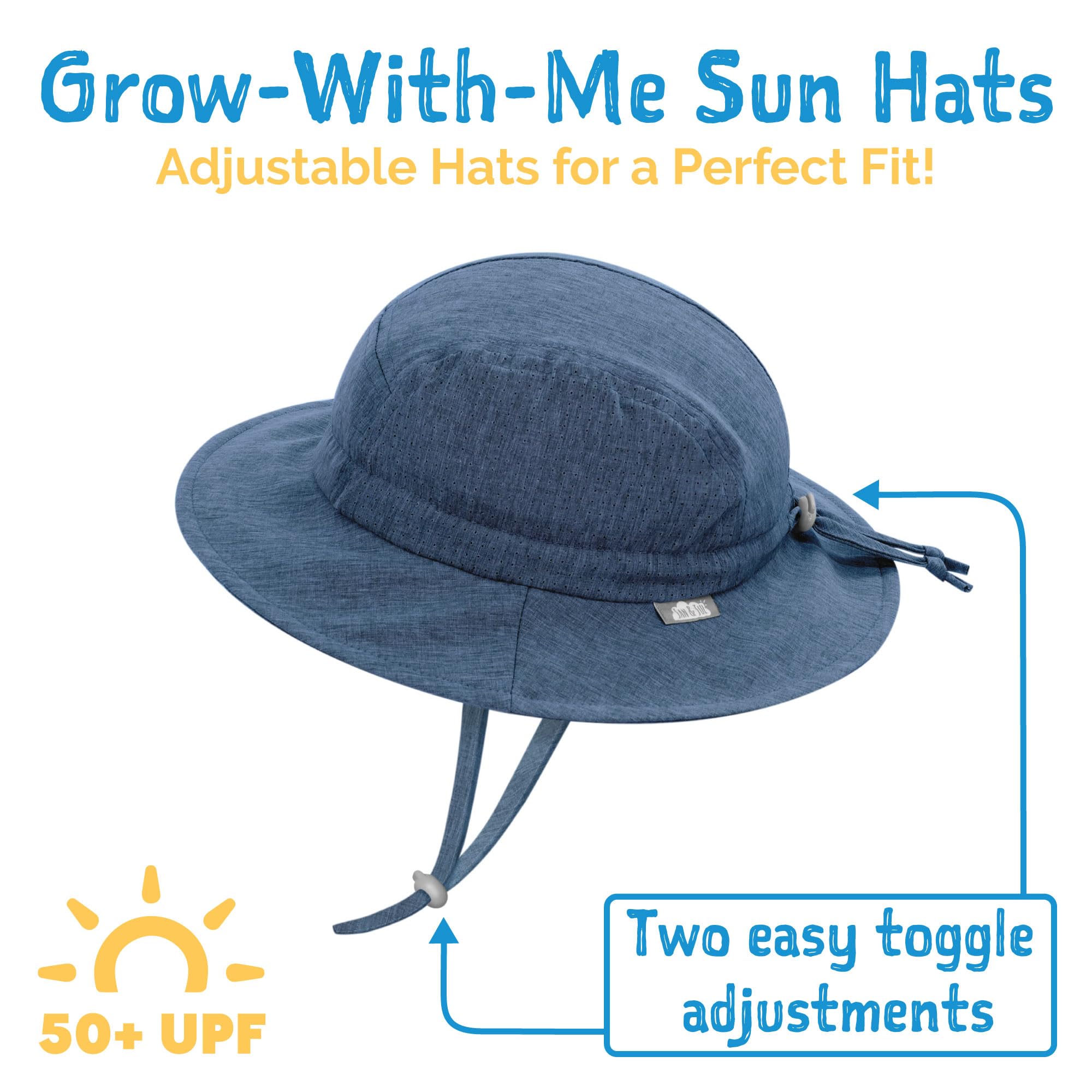 JAN & JUL Quick-Dry Sun-Hat for Swimming, Water Resistant Beach Hat with Chin Strap for Babies (M: 6-24 Months, Blue)