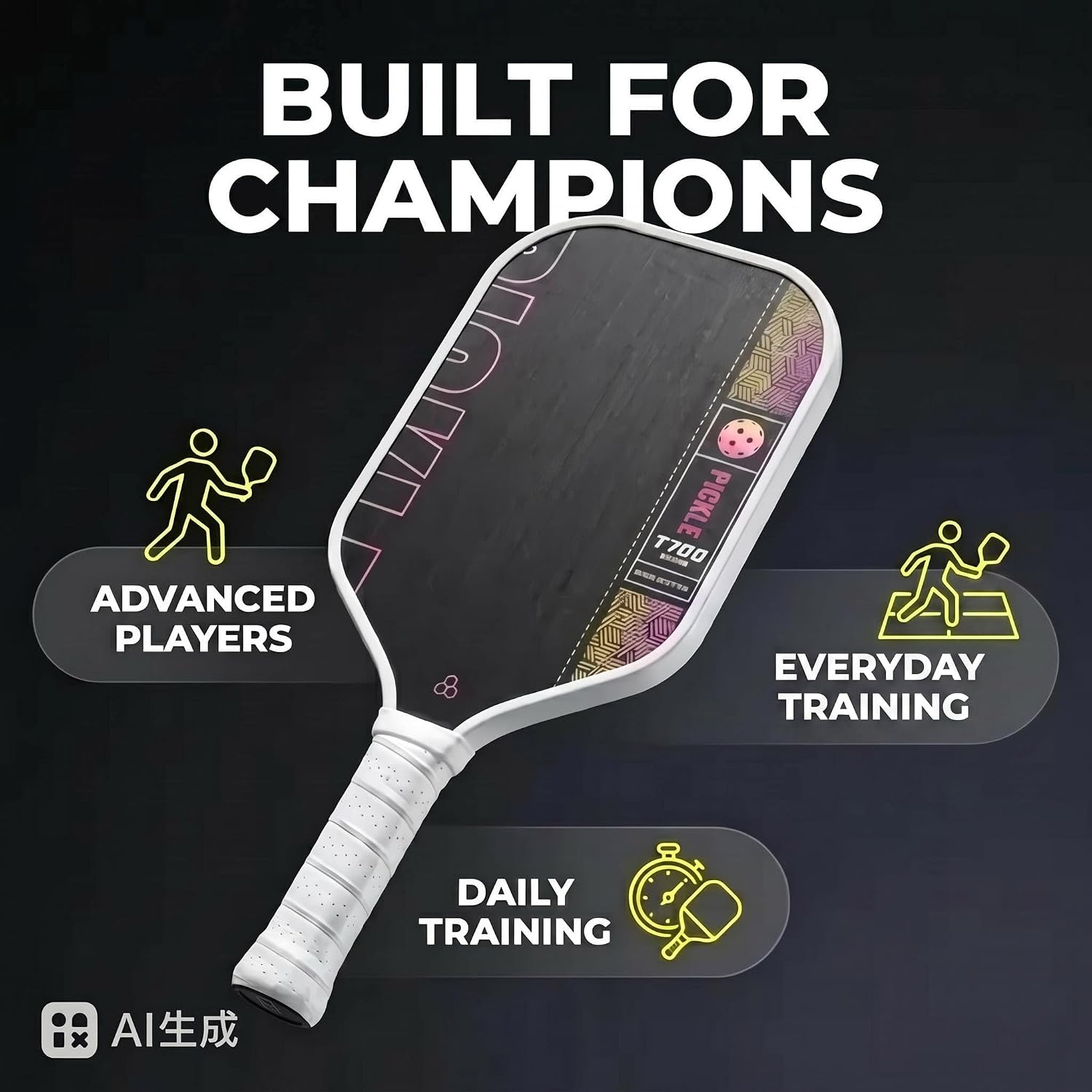 OSMO Elite Spin Pickleball Paddle,T700 Carbon Fiber Surface with Polypropylene Honeycomb Core, Balanced Power & Control, Extended Sweet Spot, Comfortable Ergonomic Grip for Men & Women