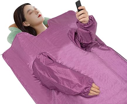 Infrared Sauna Blanket 6 ft x 2.6 ft, Portable Far Infrared Sauna Blanket for Home Use, Body Relaxation and Detoxification, 95-176F, 0-60 Minutes Timer Purple