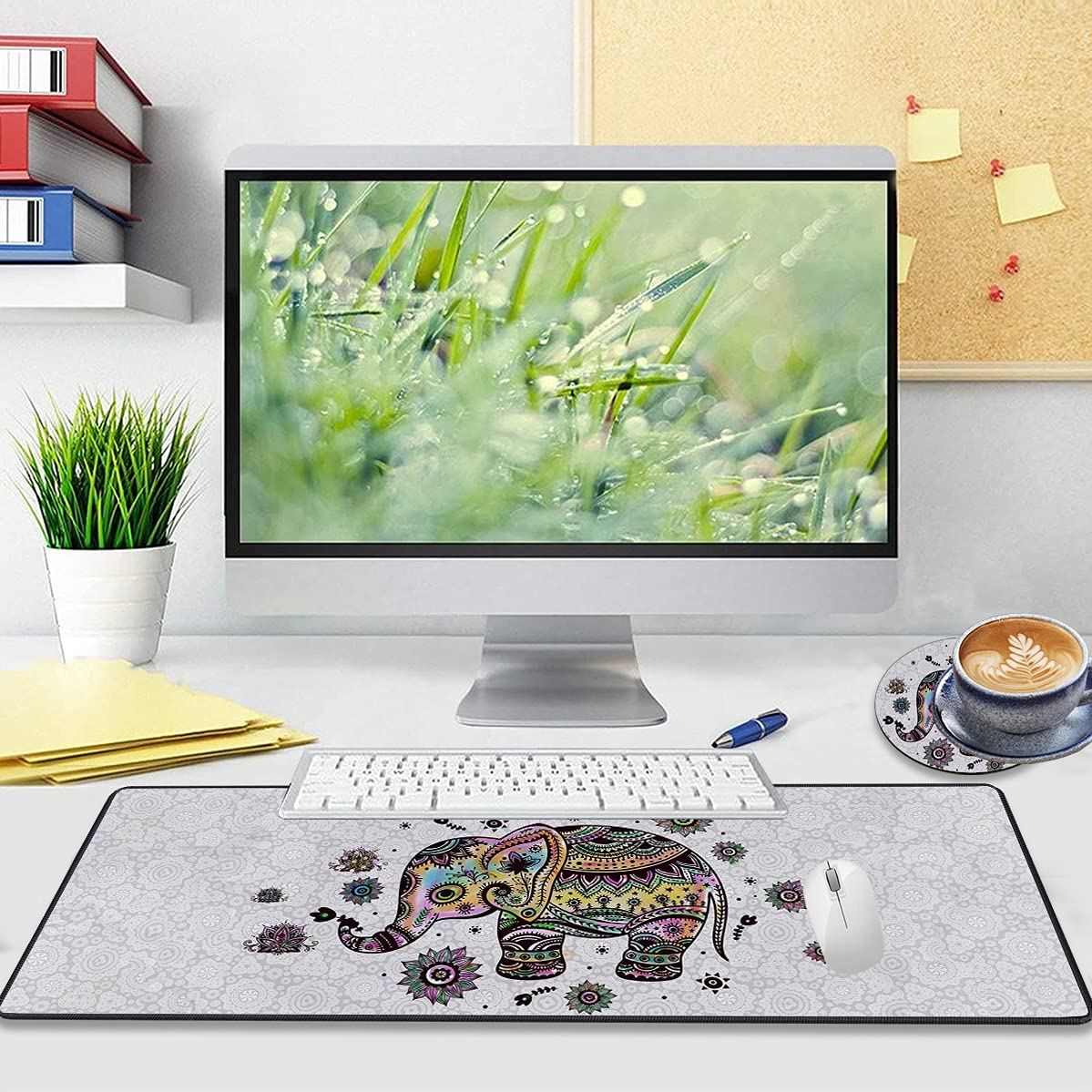 Desk Pad Mat Gaming Mouse Pads With Coasters, 31.5"x11.8" Large XXL Non