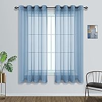 Vista 29 de Cortinas traslúcidas terracota de 84 pulgadas de largo para sala de estar y dormitorio, con ojales, estilo bohemio, aireadas, transparentes, de lino