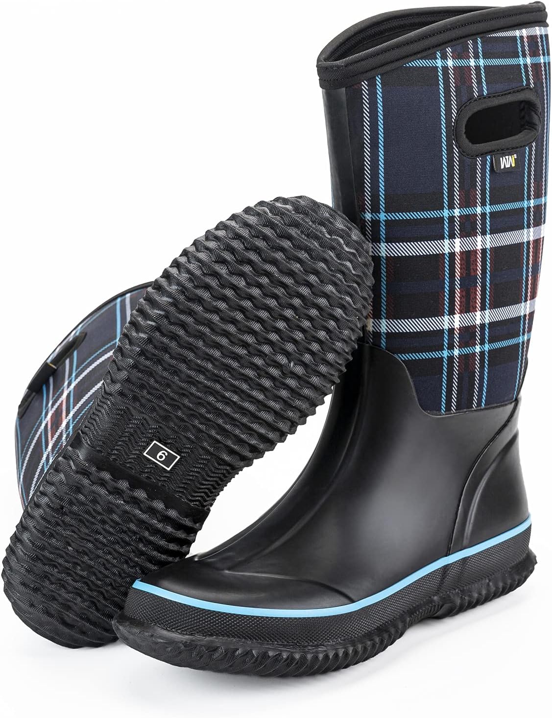 WTW Mid Calf Rain Boots for Women - Waterproof Insulated Neoprene Mud Boots Outdoor Hunting Garden Boots